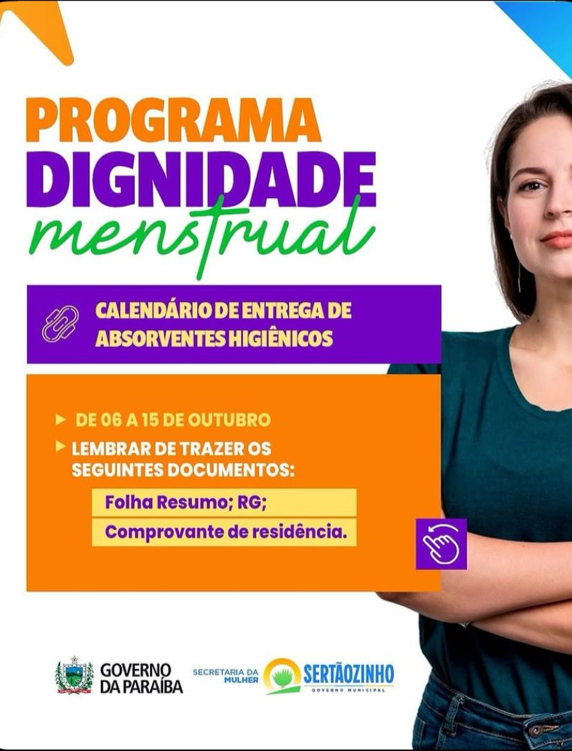 Programa "Dignidade Menstrual" com Calendário de Entrega de Absorventes