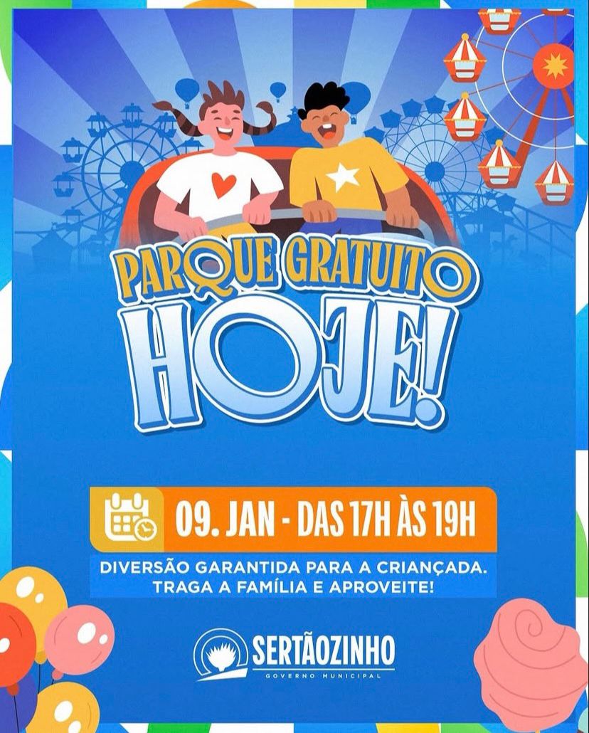 Diversão gratuita: parque de diversões tem portões abertos hoje em Sertãozinho