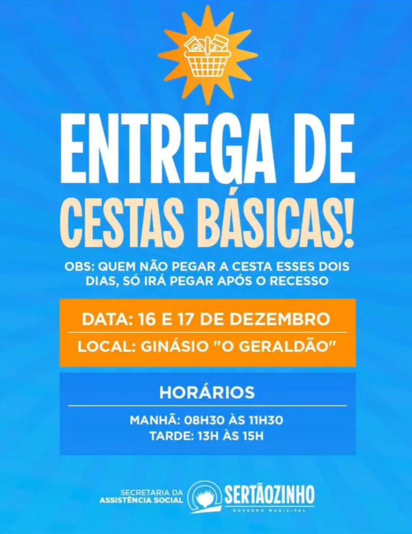 Entrega de cestas básicas no Ginásio de Esportes