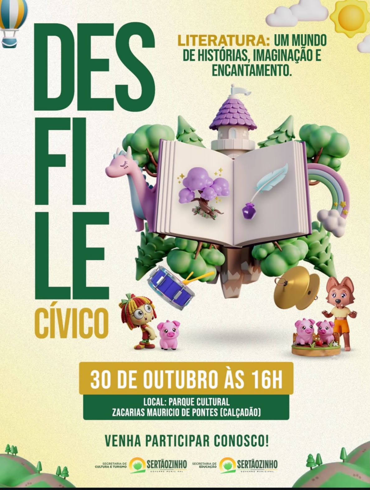 Sertãozinho realizará Desfile Cívico 2026 com tema voltado à literatura